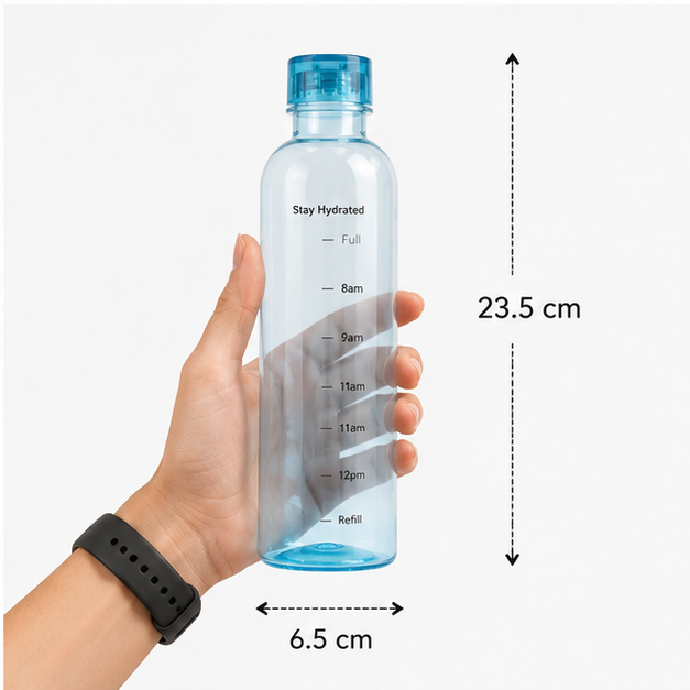 550ml Sky Blue Glass Water Bottle for Daily Use (YM2175)