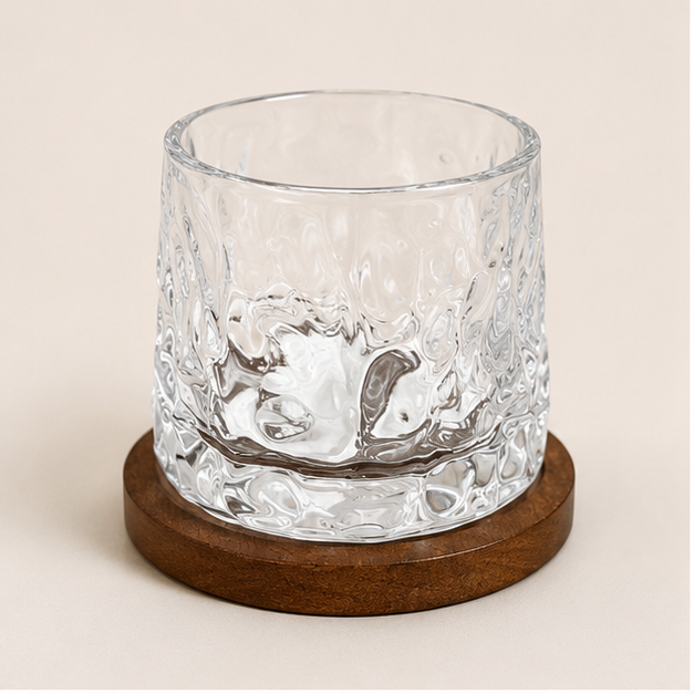 Whisky Glass with Wooden Coaster (YM1387)