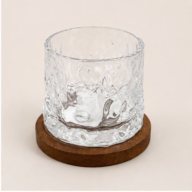 Whisky Glass with Wooden Coaster (YM1387)