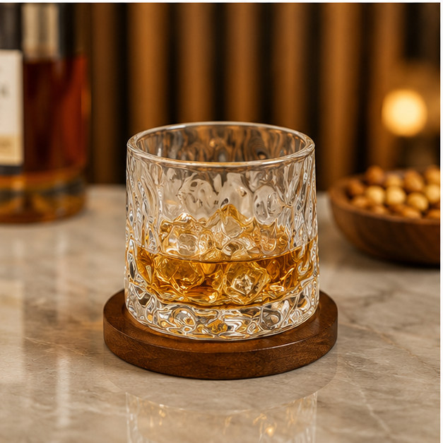 Whisky Glass with Wooden Coaster (YM1387)