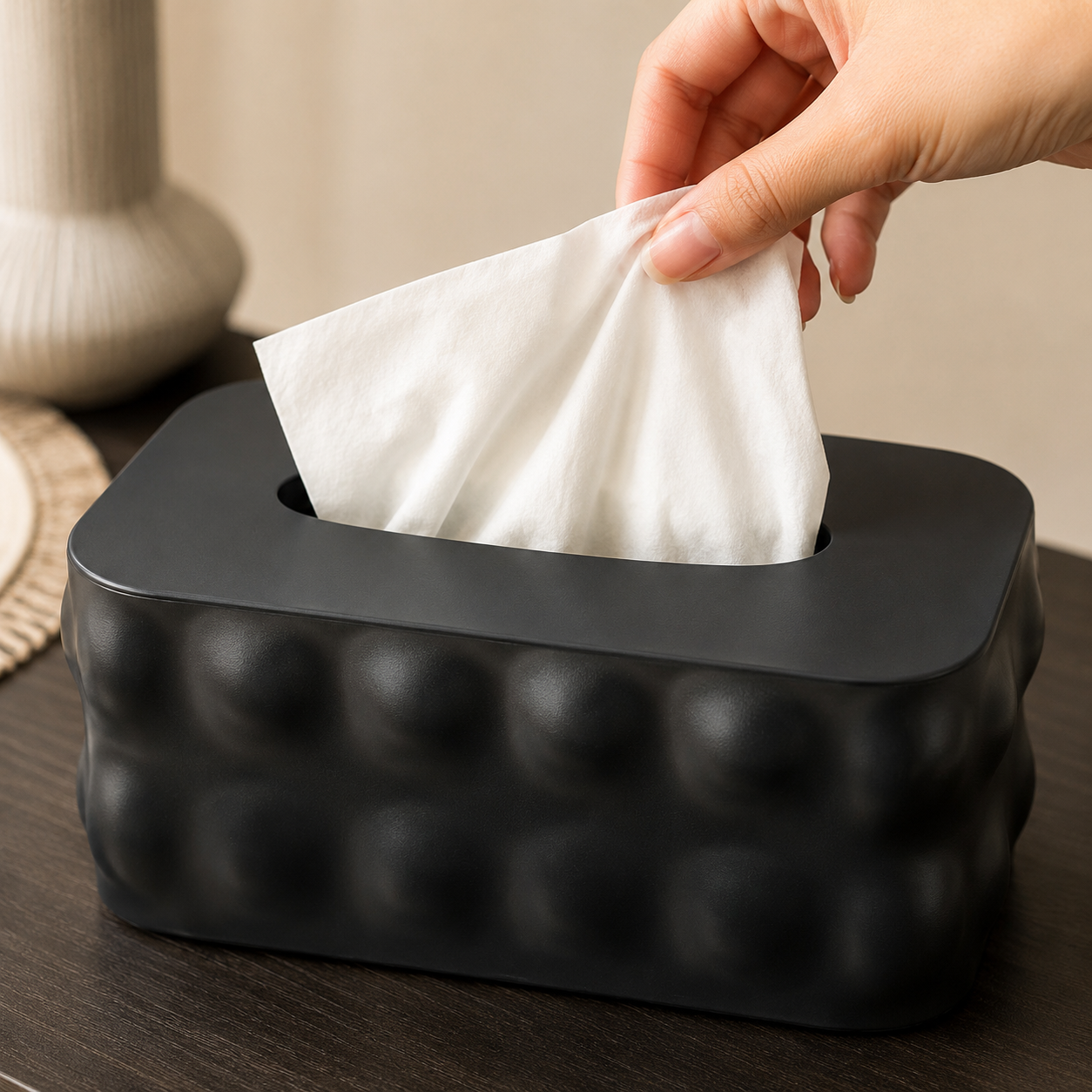 Matte Black Tissue Box Holder(YM2713)