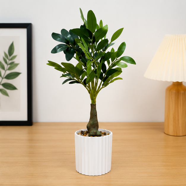 Artificial Ficus Plant in White Pot (YM2250)