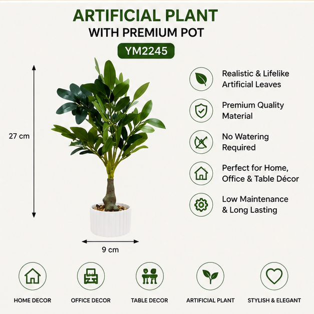 Artificial Ficus Plant in White Pot (YM2250)