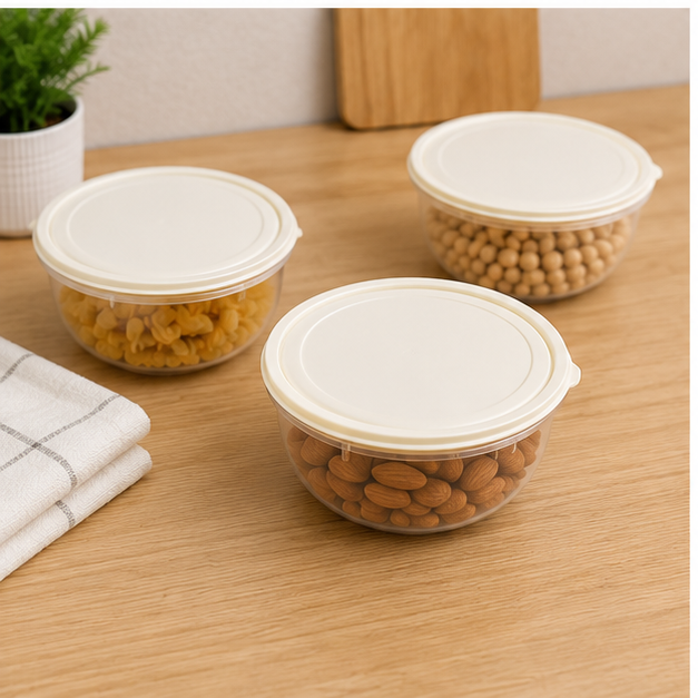 Cream Plastic Storage Container Set of 3 (YM2728)