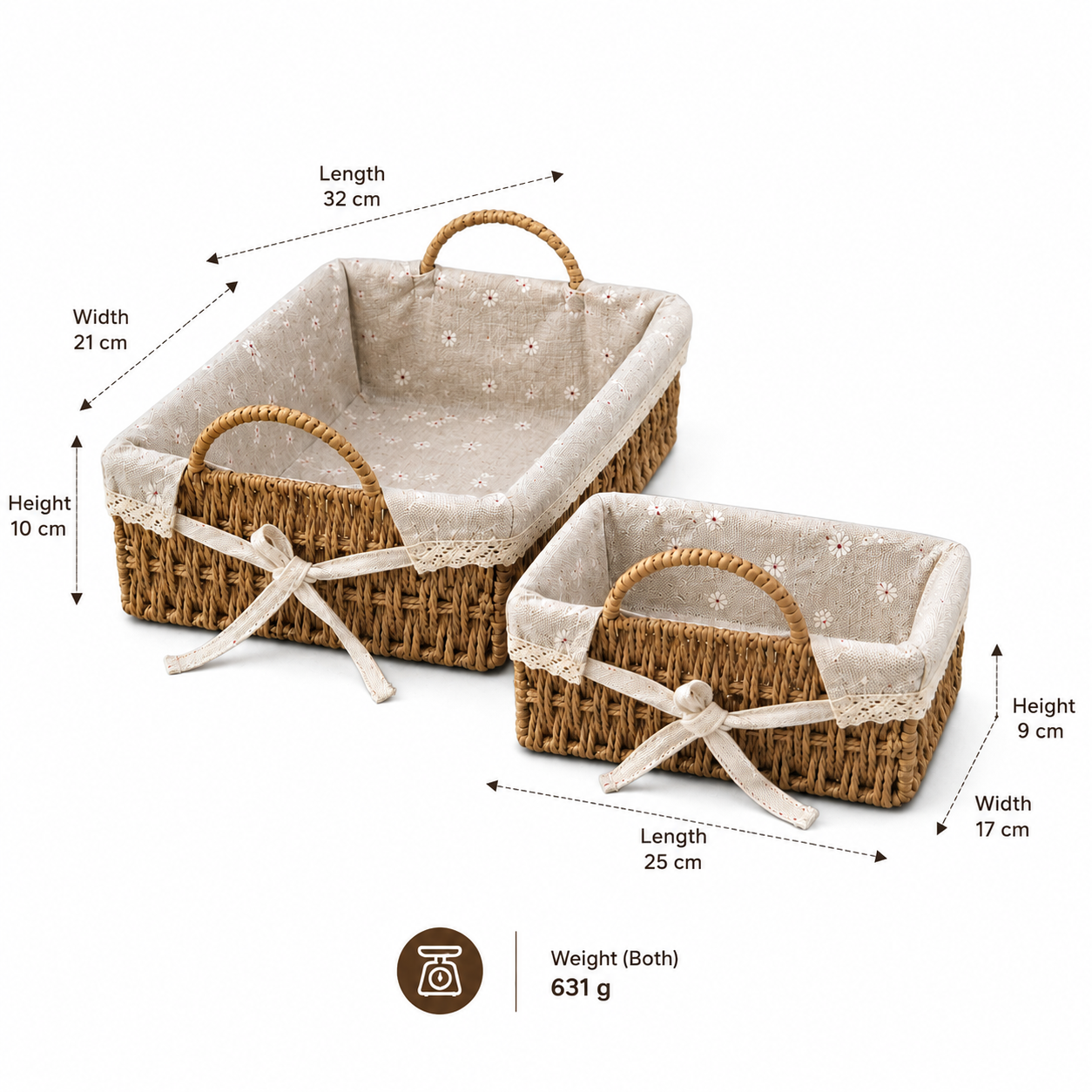 Ceramic Storage Basket Set with Fabric Lining(YM917)