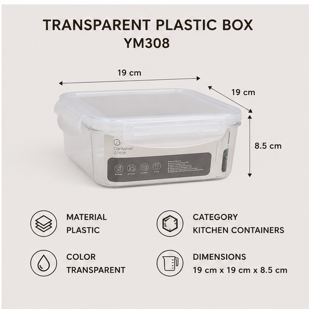 Transparent Plastic Storage Box (YM308)