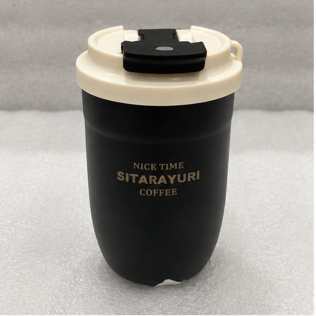 Black Insulated Coffee Tumbler with Secure Flip Lid for Office Use (YM1611)
