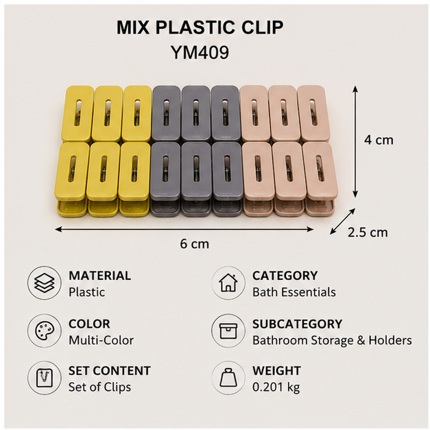 Multi-Color Plastic Clips Set (YM409)