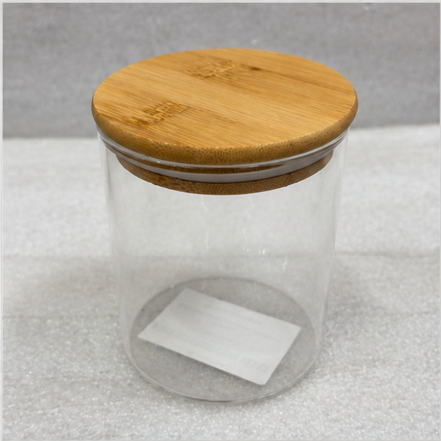 Glass Canister with Wooden Lid for Kitchen Storage (YM1711)