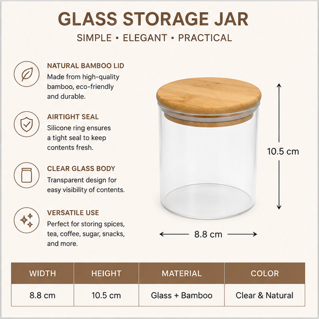 Glass Canister with Wooden Lid for Kitchen Storage (YM1711)