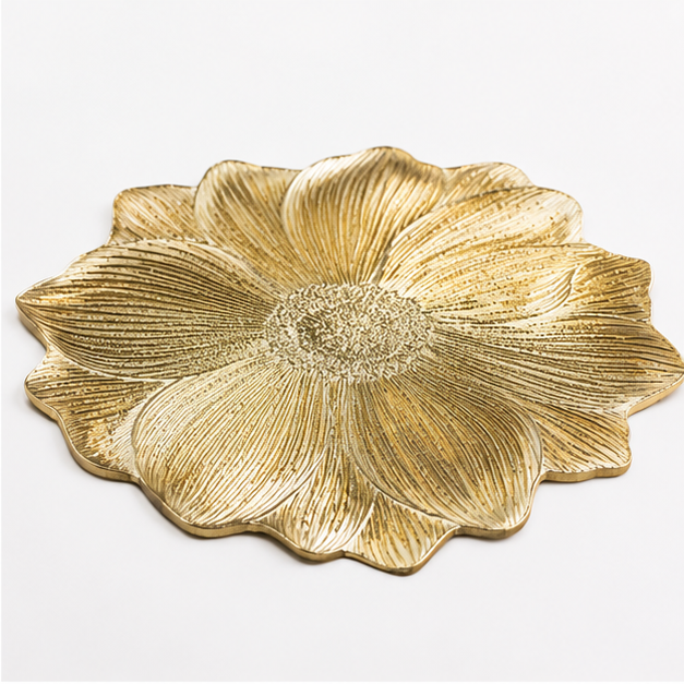 Gold Flower Design Table Mat Set of 6 for Dining Table Styling (YM2661)