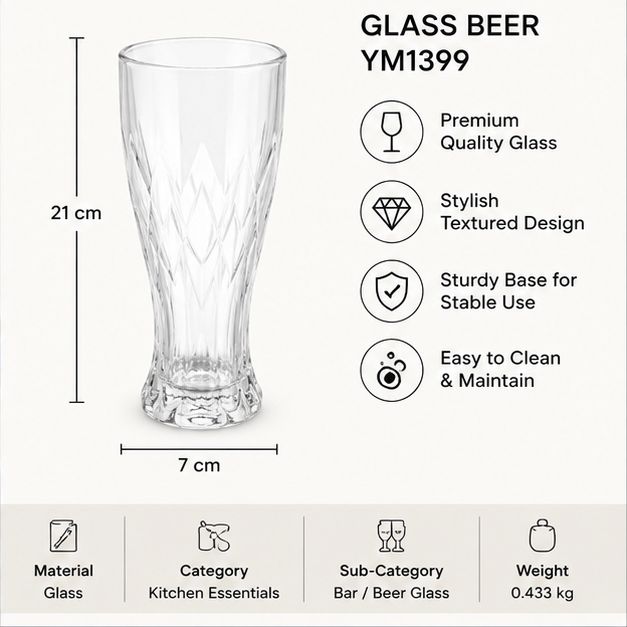 Transparent Glass Beer Glass Set for Bar & Drinkware (YM1399)