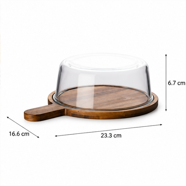 Round Cake Dome with Wooden Serving Base (YM2421)