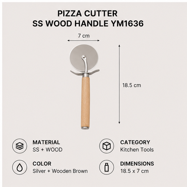 Stainless Steel Pizza Cutter with Wooden Handle (YM1636)