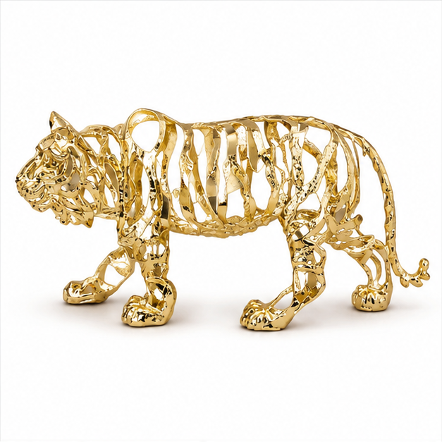 Gold Metal Tiger Figurine Home Decor Accent (YM2265)