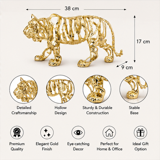 Gold Metal Tiger Figurine Home Decor Accent (YM2265)
