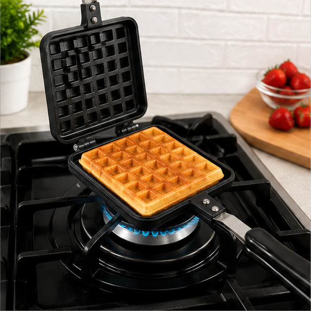 Black Square Waffle Baking Mold with Foldable Handle (YM2023)