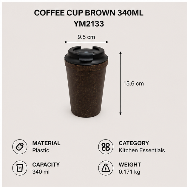 Brown Coffee Cup Tumbler 340ml (YM2133)
