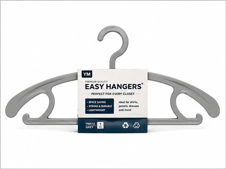 Grey Plastic Clothes Hanger for Wardrobe Use (YM412)
