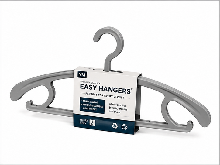 Grey Plastic Clothes Hanger for Wardrobe Use (YM412)
