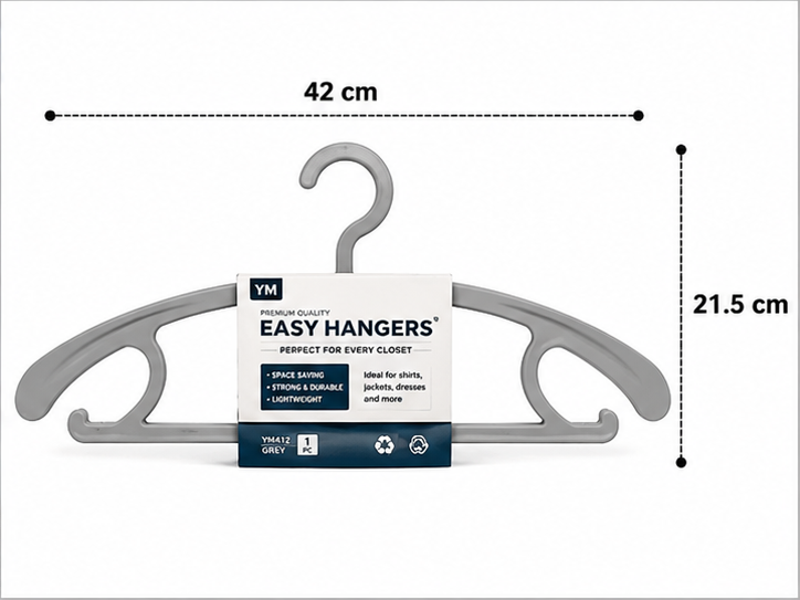 Grey Plastic Clothes Hanger for Wardrobe Use (YM412)