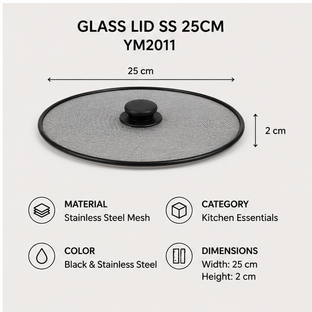 25cm Stainless Steel Mesh Splatter Lid (YM2011)