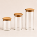 Transparent Glass Storage Jar with Wooden Lid (YM2435)