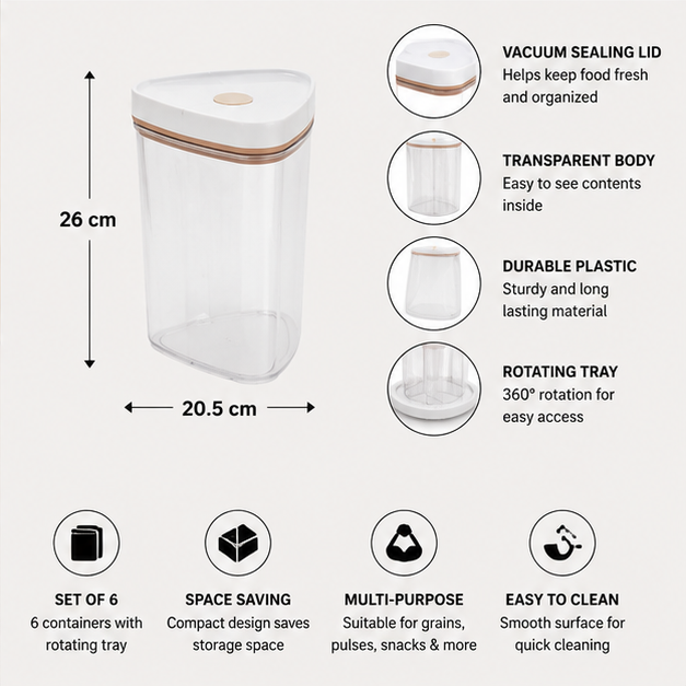 Transparent Vacuum Sealing Container Set of 6 (YM2764)