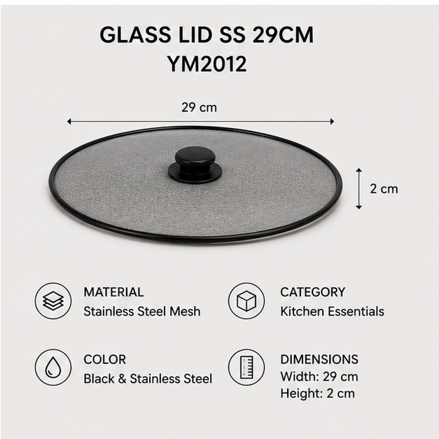 29cm Stainless Steel Mesh Splatter Lid (YM2012)