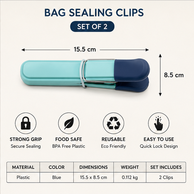 Blue Bag Sealing Clips Set of 2 for Kitchen (YM2027)