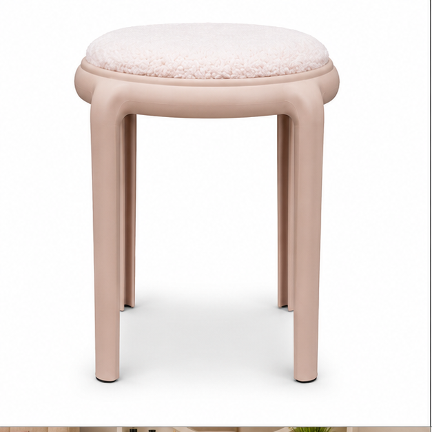 Pink Cushioned Round Stool for Home Seating (YM2183)