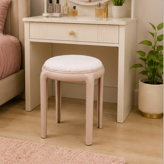 Pink Cushioned Round Stool for Home Seating (YM2183)