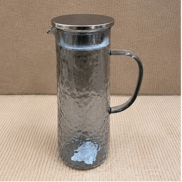 Black Textured Glass Jug with Lid (YM163)