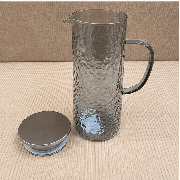 Black Textured Glass Jug with Lid (YM163)