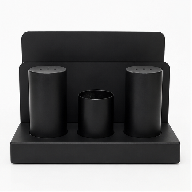 SS Seasoning Set with Paper Holder Black Set of 3 (YM1671)
