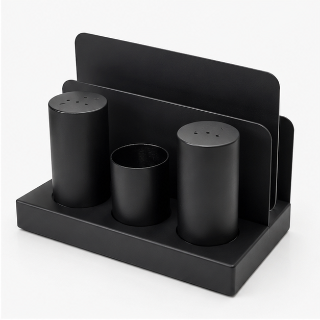 SS Seasoning Set with Paper Holder Black Set of 3 (YM1671)