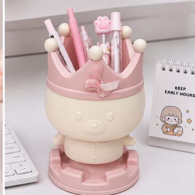 Pink Crown Theme Pen Holder for Desk Organisation (YM814)