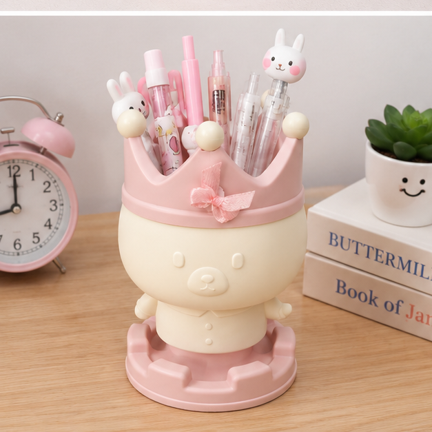 Pink Crown Theme Pen Holder for Desk Organisation (YM814)