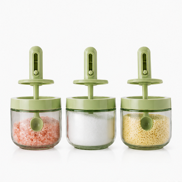 Green Seasoning Jar for Kitchen Storage (YM1260)