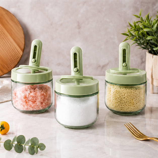 Green Seasoning Jar for Kitchen Storage (YM1260)