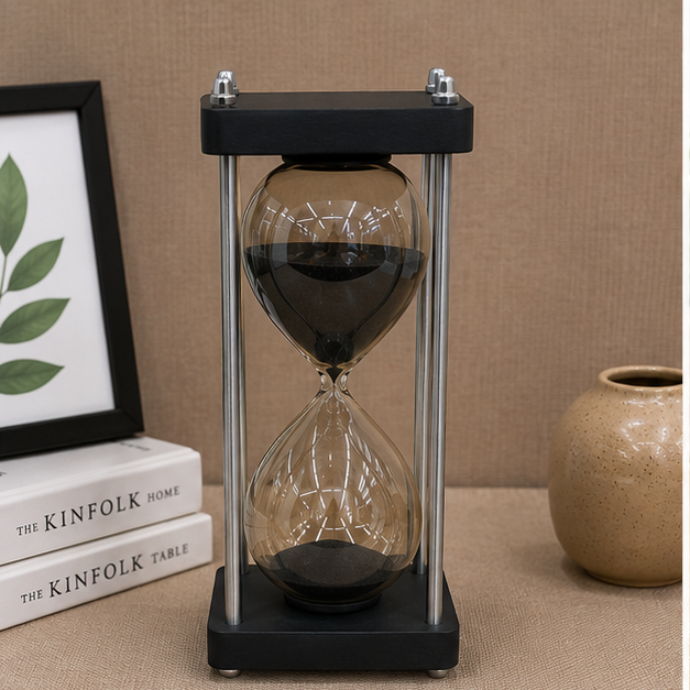 Black Frame Hourglass with Gold Sand Decor (YM2312)
