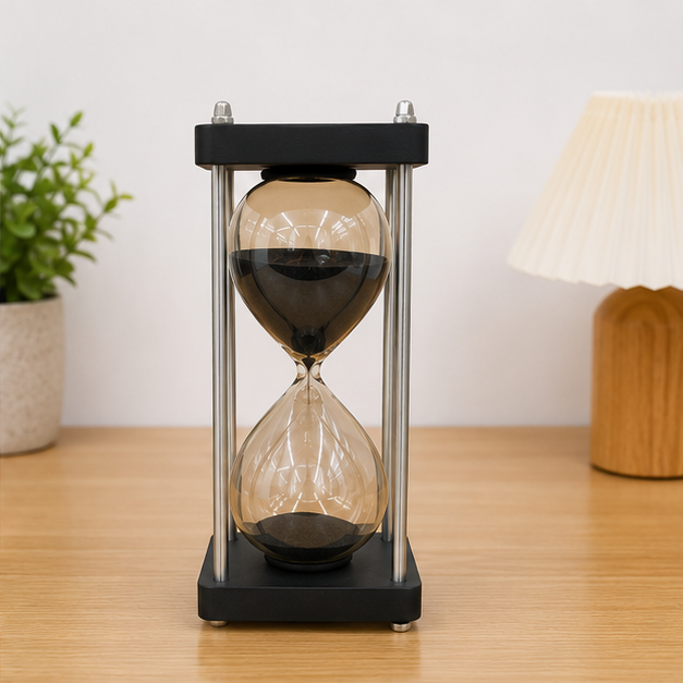 Black Frame Hourglass with Gold Sand Decor (YM2312)