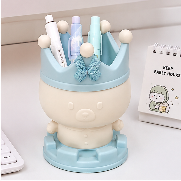 Blue Crown Theme Pen Holder for Desk Organisation (YM814)