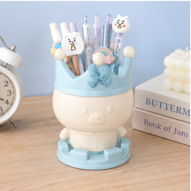 Blue Crown Theme Pen Holder for Desk Organisation (YM814)