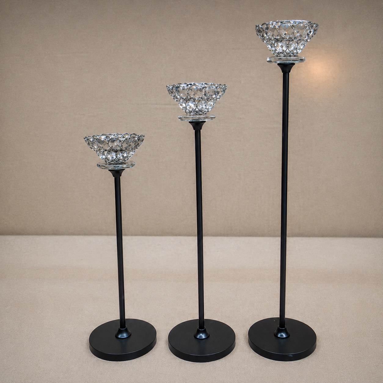 Crystal Glass Candle Holder Stand Set(YM2287)