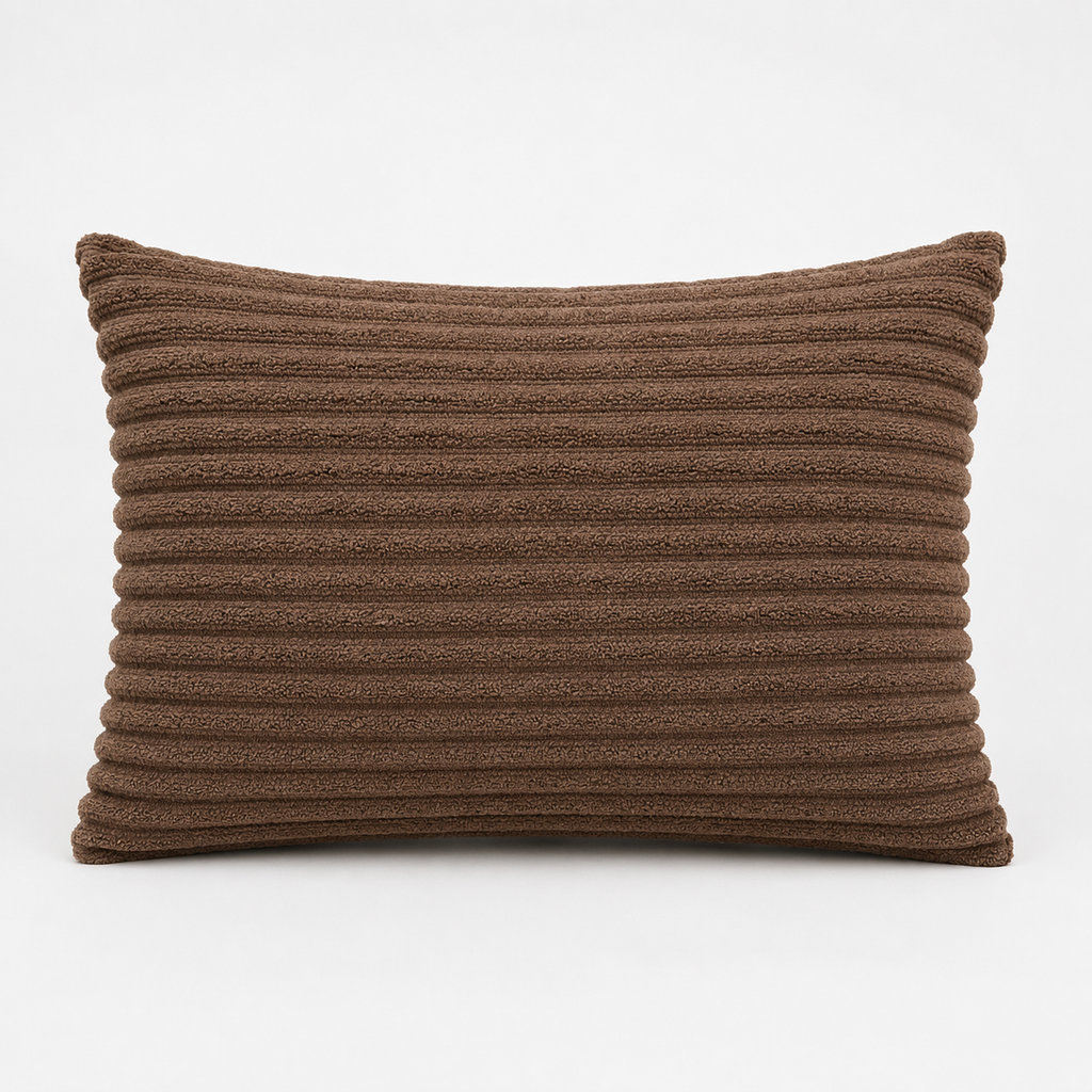 Brown Ribbed Decorative Cushion(YM1864)