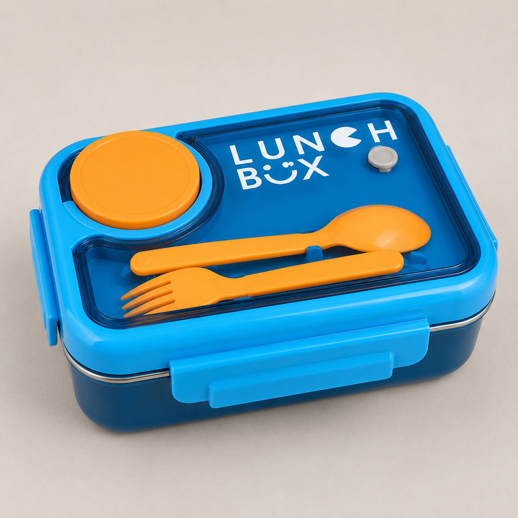 Dark Blue Kids Lunch Box with Spoon with Fork(YM2169)
