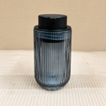 Ribbed Glass Soap Dispenser with Black Pump(YM2564)