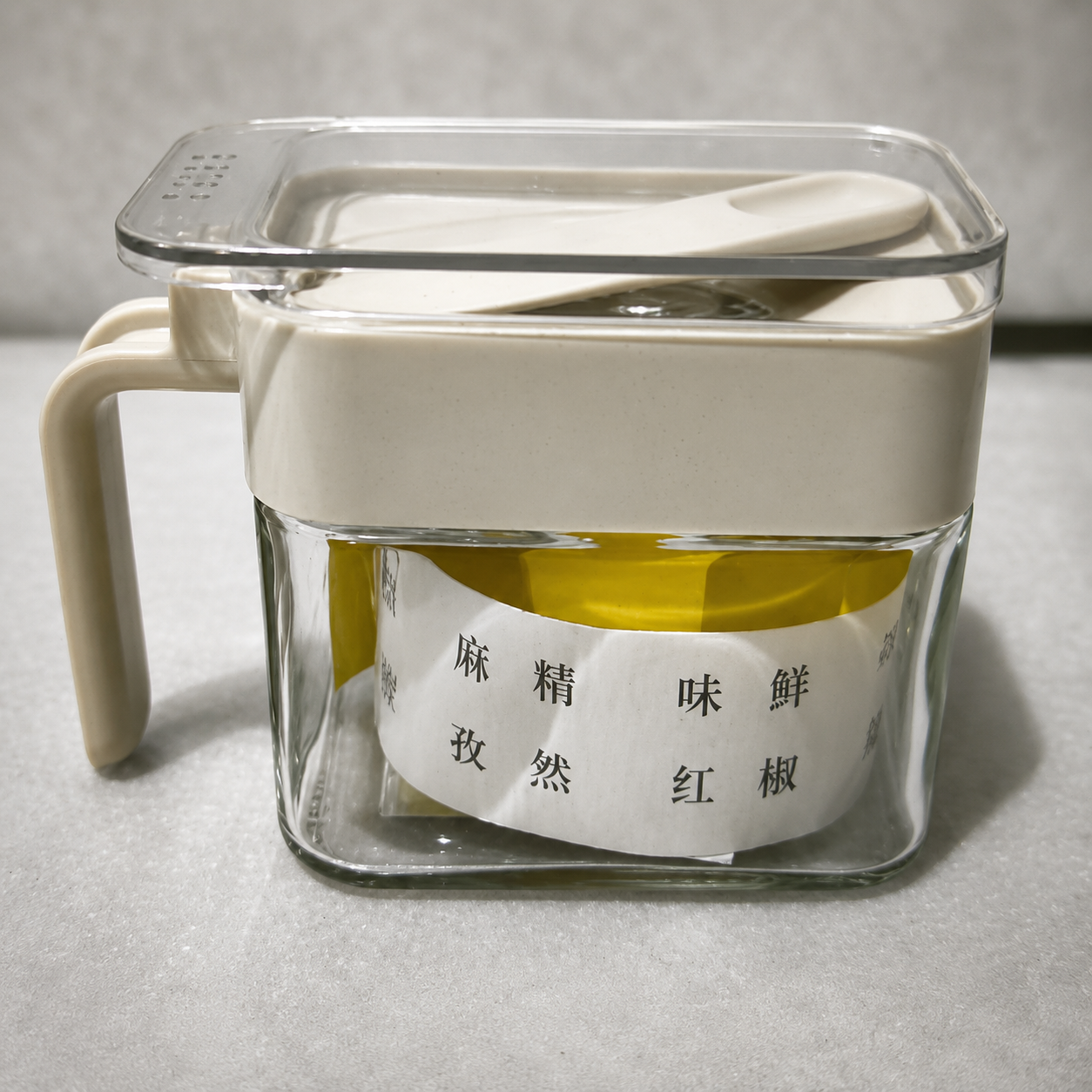 Glass Seasoning Jar with Handle and Spoon(YM1262)