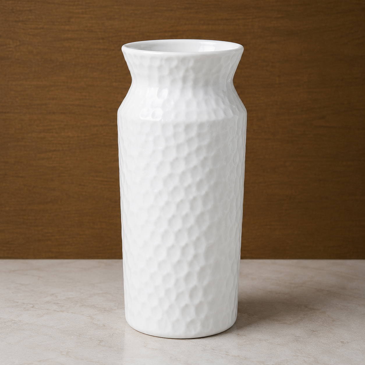 Textured White Ceramic Decorative Vase(YM2334)
